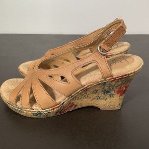 B.O.C. Born Concept Women's Size 9 Cork Wedge Strappy Slingback Sandals